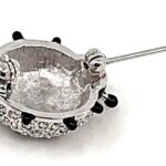 Ladybird Ladybug Pin Brooch Rhodium Plated Metal Alloy Set With Enamel And Clear Czech Crystals