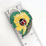 Ladybird On Leaf Brooch With Enamel And Marcasite, finished in 925 English Hallmarked Sterling Silver