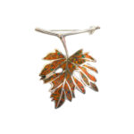 Leaf Brooch With Brown Crushed Opal Resin, finished in 925 English Hallmarked Sterling Silver 8 Leaf Brooch With Brown Crushed Opal Resin, finished in 925 English Hallmarked Sterling Silver