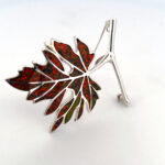 Leaf Brooch With Brown Crushed Opal Resin, finished in 925 English Hallmarked Sterling Silver 6 Leaf Brooch With Brown Crushed Opal Resin, finished in 925 English Hallmarked Sterling Silver