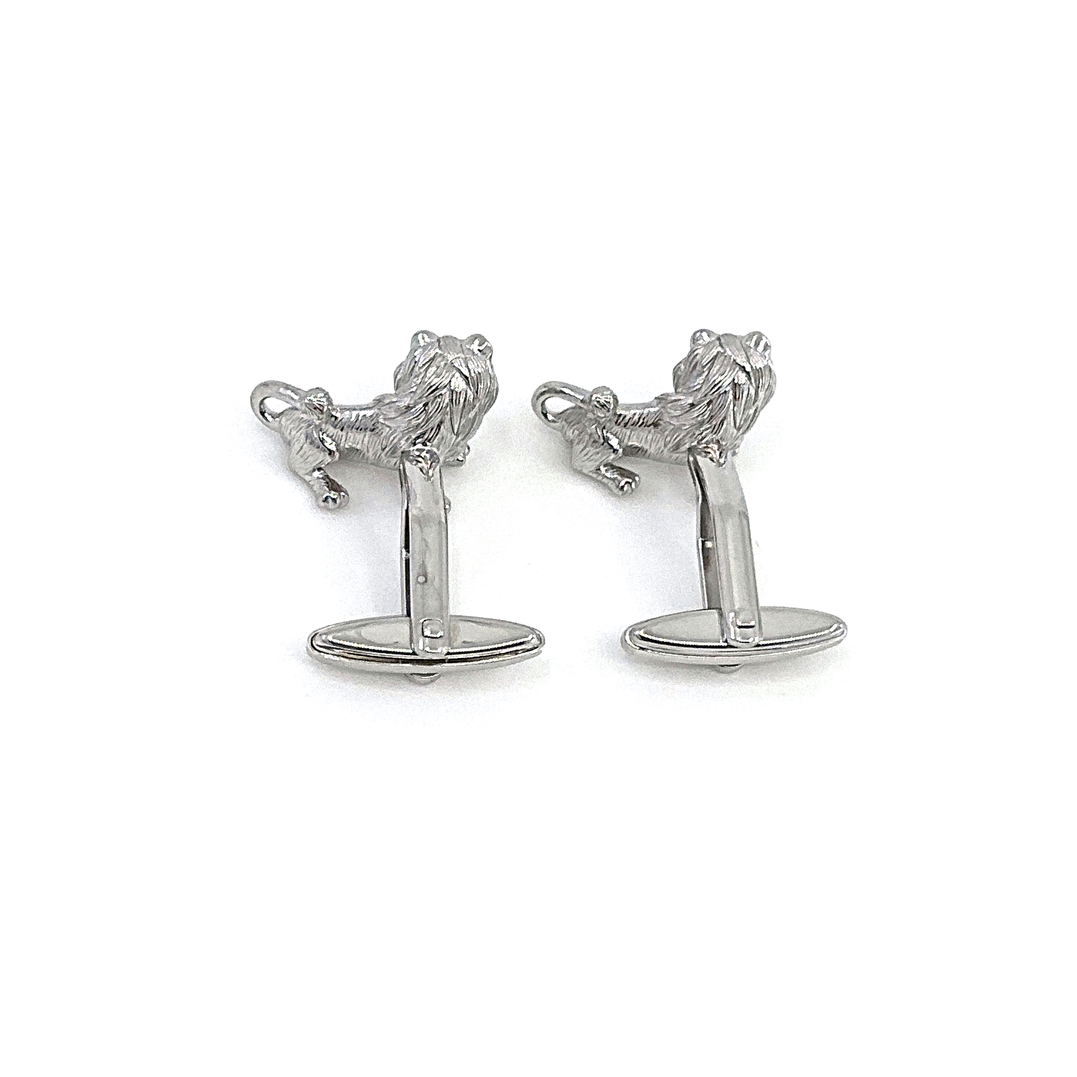 CU487 (8) Lion Torpedo Cufflinks In 925 English Hallmarked Sterling Silver