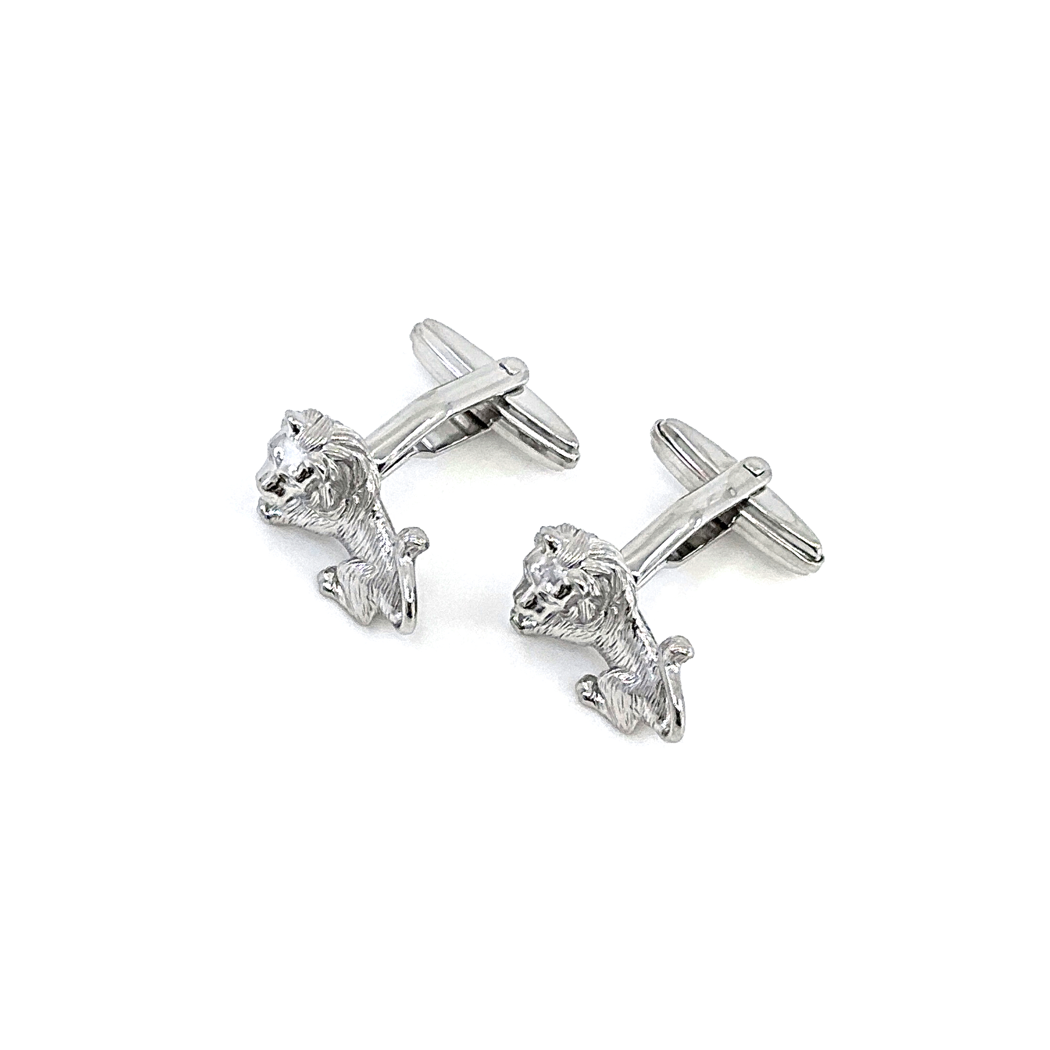 CU487 (3) Lion Torpedo Cufflinks In 925 English Hallmarked Sterling Silver
