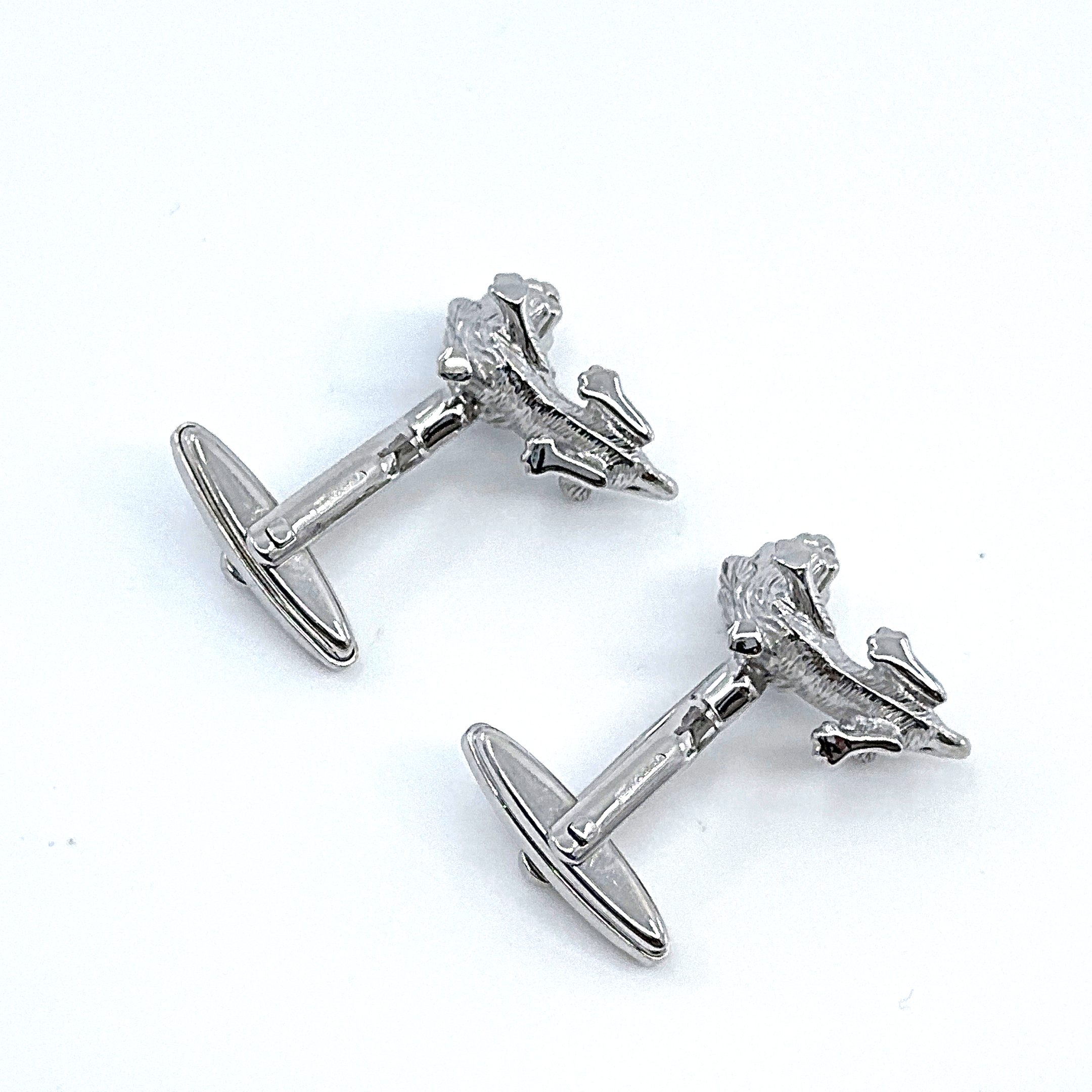 CU487 (5) Lion Torpedo Cufflinks In 925 English Hallmarked Sterling Silver