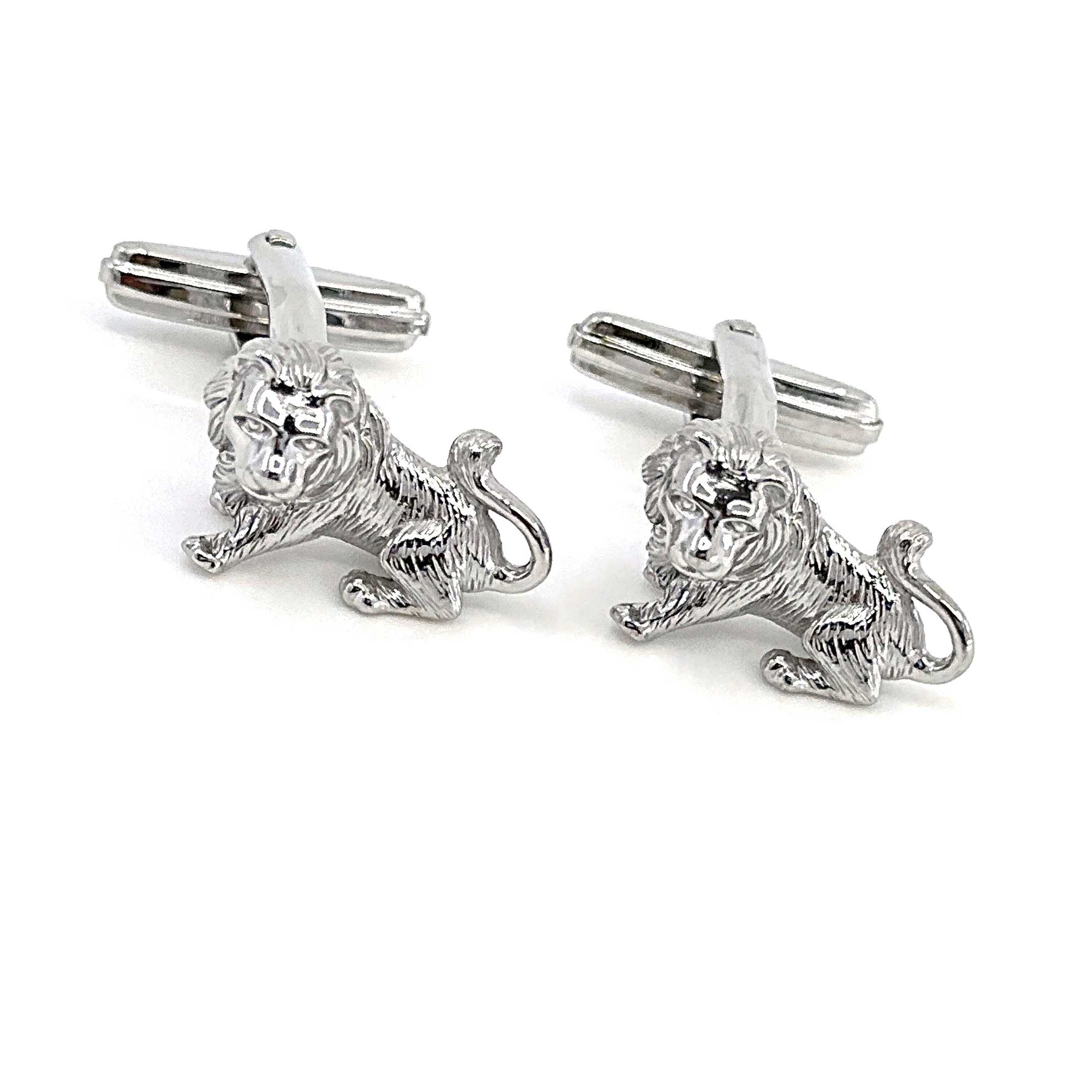 CU487 (9) Lion Torpedo Cufflinks In 925 English Hallmarked Sterling Silver