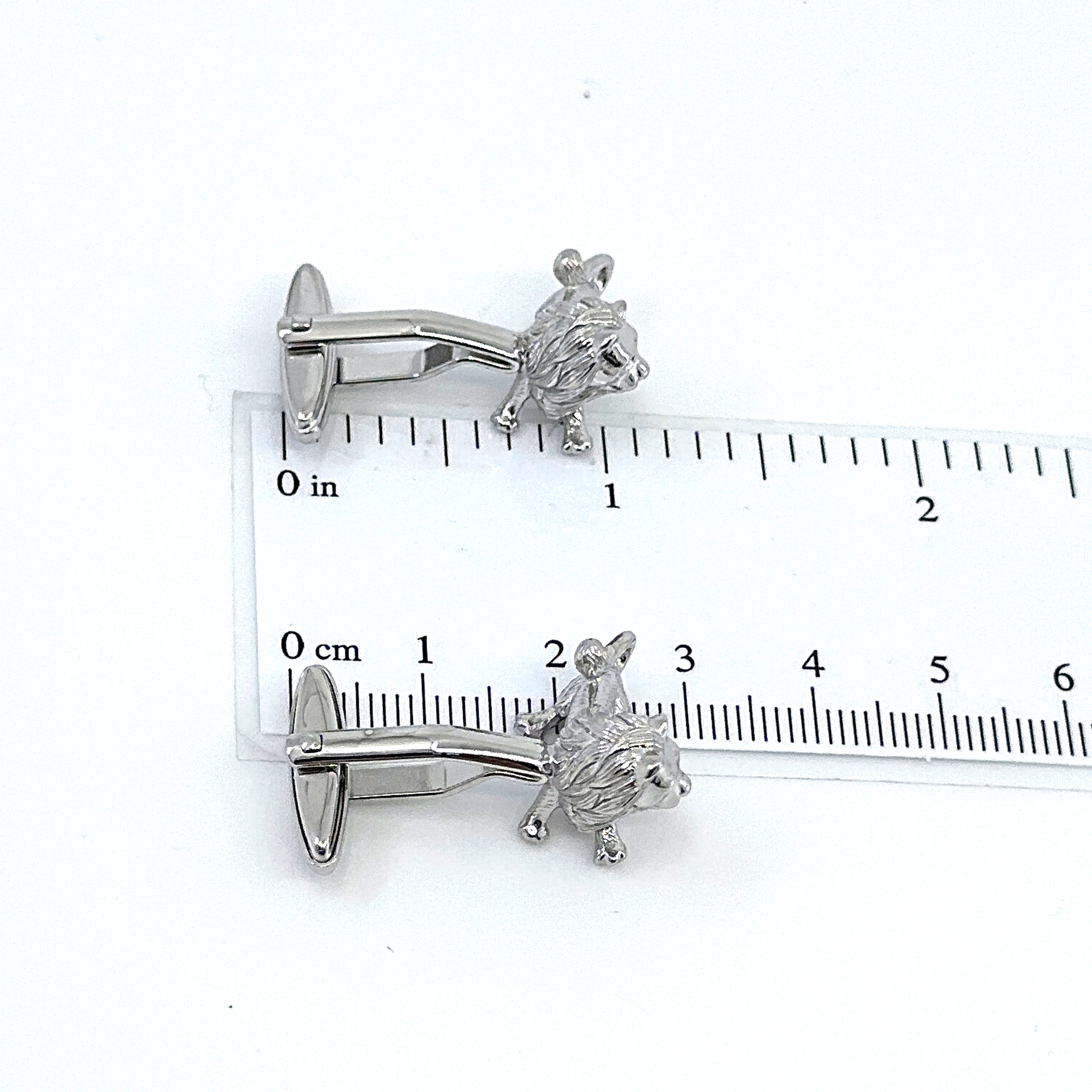 CU487 (4) Lion Torpedo Cufflinks In 925 English Hallmarked Sterling Silver