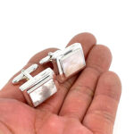 Locket Torpedo Cufflinks Set With Mother Of Pearl In 925 English Hallmarked Sterling Silver 3 Locket Torpedo Cufflinks Set With Mother Of Pearl In 925 English Hallmarked Sterling Silver