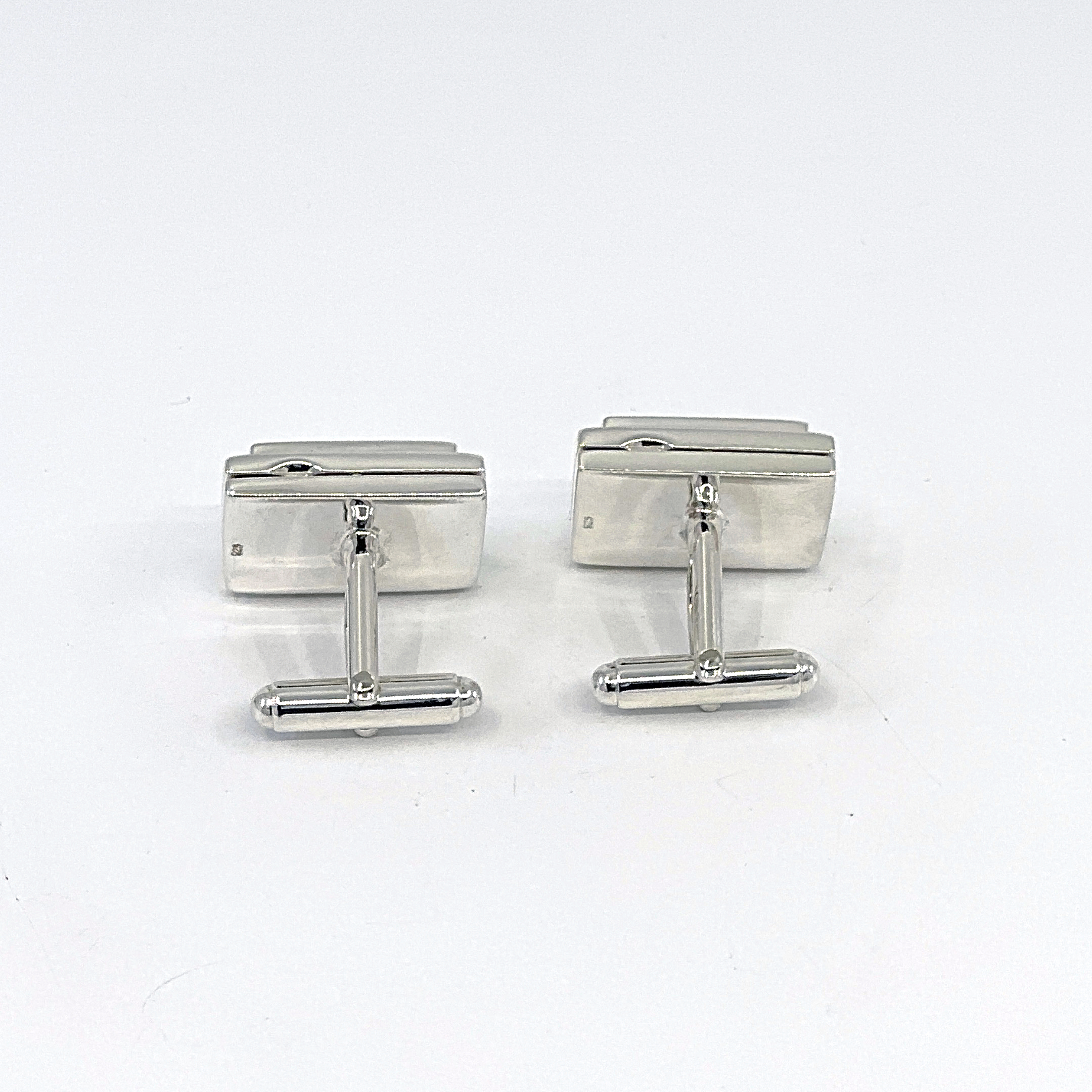 CU467 (6) Locket Torpedo Cufflinks Set With Mother Of Pearl In 925 English Hallmarked Sterling Silver