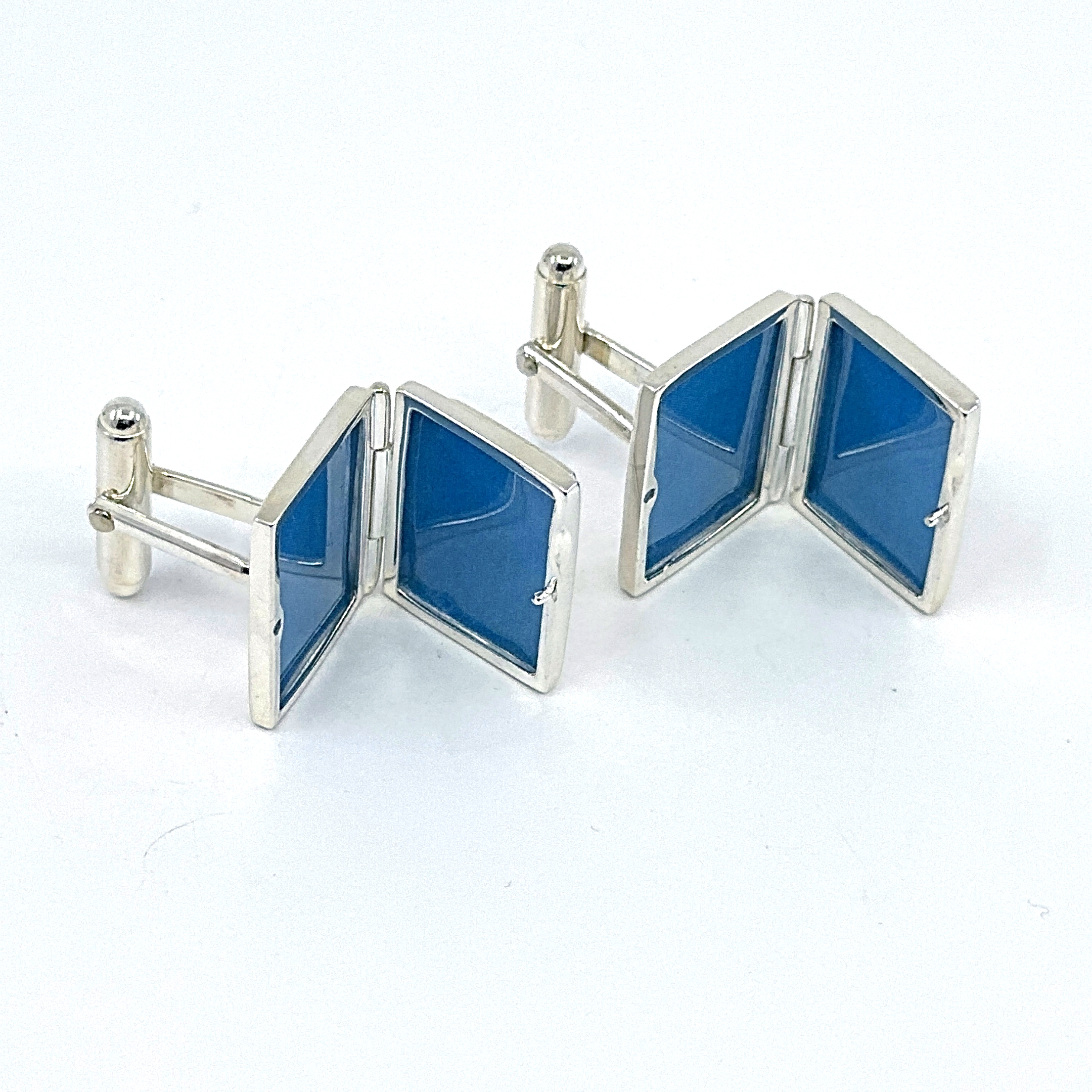 CU467 (2) Locket Torpedo Cufflinks Set With Mother Of Pearl In 925 English Hallmarked Sterling Silver