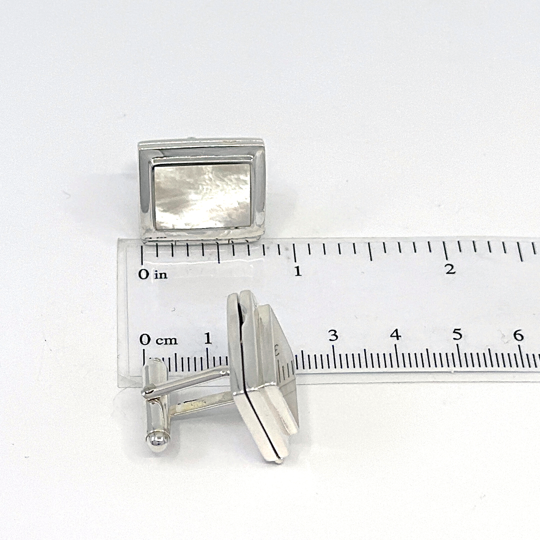 CU467 (8) Locket Torpedo Cufflinks Set With Mother Of Pearl In 925 English Hallmarked Sterling Silver