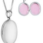 Oval Locket On Curb Chain, Finished In 925 English Hallmarked Sterling Silver 1 Oval Locket On Curb Chain, Finished In 925 English Hallmarked Sterling Silver