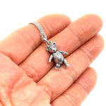 Moving Teddy Bear Pendant On Chain, Finished In 925 English Hallmarked Sterling Silver