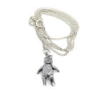 Moving Teddy Bear Pendant On Chain, Finished In 925 English Hallmarked Sterling Silver