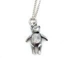 Moving Teddy Bear Pendant On Chain, Finished In 925 English Hallmarked Sterling Silver