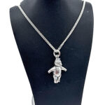 Moving Teddy Bear Pendant On Chain, Finished In 925 English Hallmarked Sterling Silver