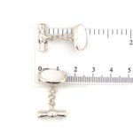 Oval Chain Link Cufflinks Set With Mother Of Pearl In 925 English Hallmarked Sterling Silver
