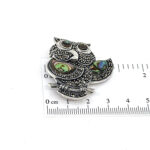 Owl Brooch With Abalone Shell And Marcasite, finished in 925 English Hallmarked Sterling Silver