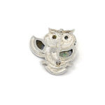 Owl Brooch With Abalone Shell And Marcasite, finished in 925 English Hallmarked Sterling Silver