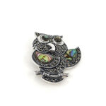 Owl Brooch With Abalone Shell And Marcasite, finished in 925 English Hallmarked Sterling Silver