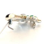 Panda Brooch With Black Enamel And White And Green Crushed Opal Resin Finished In 925 English Hallmarked Sterling Silver