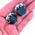 Panther Earrings With Black Onyx Marcasite And Emerald Detail Finished In 925 English Hallmarked Sterling Silver 3 Panther Earrings With Black Onyx Marcasite And Emerald Detail Finished In 925 English Hallmarked Sterling Silver