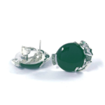 Panther Earrings With Green Agate Marcasite And Emerald Detail Finished In 925 English Hallmarked Sterling Silver