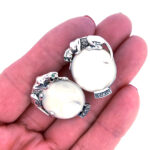Panther Earrings With Mother Of Pearl Marcasite And Emerald Detail Finished In 925 English Hallmarked Sterling Silver