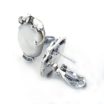 Panther Earrings With Mother Of Pearl Marcasite And Emerald Detail Finished In 925 English Hallmarked Sterling Silver