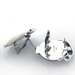Panther Earrings With Mother Of Pearl Marcasite And Emerald Detail Finished In 925 English Hallmarked Sterling Silver