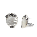Panther Earrings With Mother Of Pearl Marcasite And Emerald Detail Finished In 925 English Hallmarked Sterling Silver