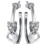 Panther Hoop Earrings Art Deco Style Set With Marcasite Finished In 925 English Hallmarked Sterling Silver