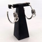 Panther Hoop Earrings Art Deco Style Set With Marcasite Finished In 925 English Hallmarked Sterling Silver