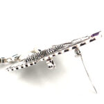 Peacock Pin Brooch Art Nouveau Lalique Style With Emerald Marcasite Amethyst And Pearl Finished In 925 English Hallmarked Sterling Silver