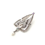 Peacock Pin Brooch Art Nouveau Lalique Style With Emerald Marcasite Amethyst And Pearl Finished In 925 English Hallmarked Sterling Silver