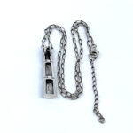 Bamboo Style Pendant Necklace With Black Enamel And Marcasite finished In 925 English Hallmarked Sterling Silver