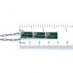 Bamboo Style Pendant Necklace With Green Enamel And Marcasite Finished In 925 English Hallmarked Sterling Silver