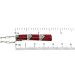 Bamboo Style Pendant Necklace With Red Enamel And Marcasite Finished In 925 English Hallmarked Sterling Silver