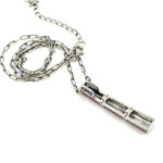 Bamboo Style Pendant Necklace With Red Enamel And Marcasite Finished In 925 English Hallmarked Sterling Silver