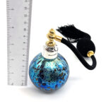 Perfume Bottle With Molten Glass And Sterling Silver Top Finished In 925 English Hallmarked Sterling Silver