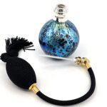 Perfume Bottle With Molten Glass And Sterling Silver Top Finished In 925 English Hallmarked Sterling Silver