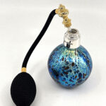Perfume Bottle With Molten Glass And Sterling Silver Top Finished In 925 English Hallmarked Sterling Silver