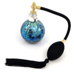 Perfume Bottle With Molten Glass And Sterling Silver Top Finished In 925 English Hallmarked Sterling Silver