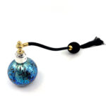 Perfume Bottle With Molten Glass And Sterling Silver Top Finished In 925 English Hallmarked Sterling Silver