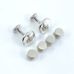 Plain Cufflinks And Dress Shirt Stud Set, finished in 925 English Hallmarked Sterling Silver