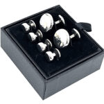 Plain Cufflinks And Dress Shirt Stud Set, finished in 925 English Hallmarked Sterling Silver