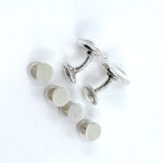 Plain Cufflinks And Dress Shirt Stud Set, finished in 925 English Hallmarked Sterling Silver