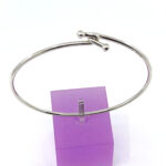 Plain Hook Bangle With Bead Hook Clasp, finished in 925 English Hallmarked Sterling Silver