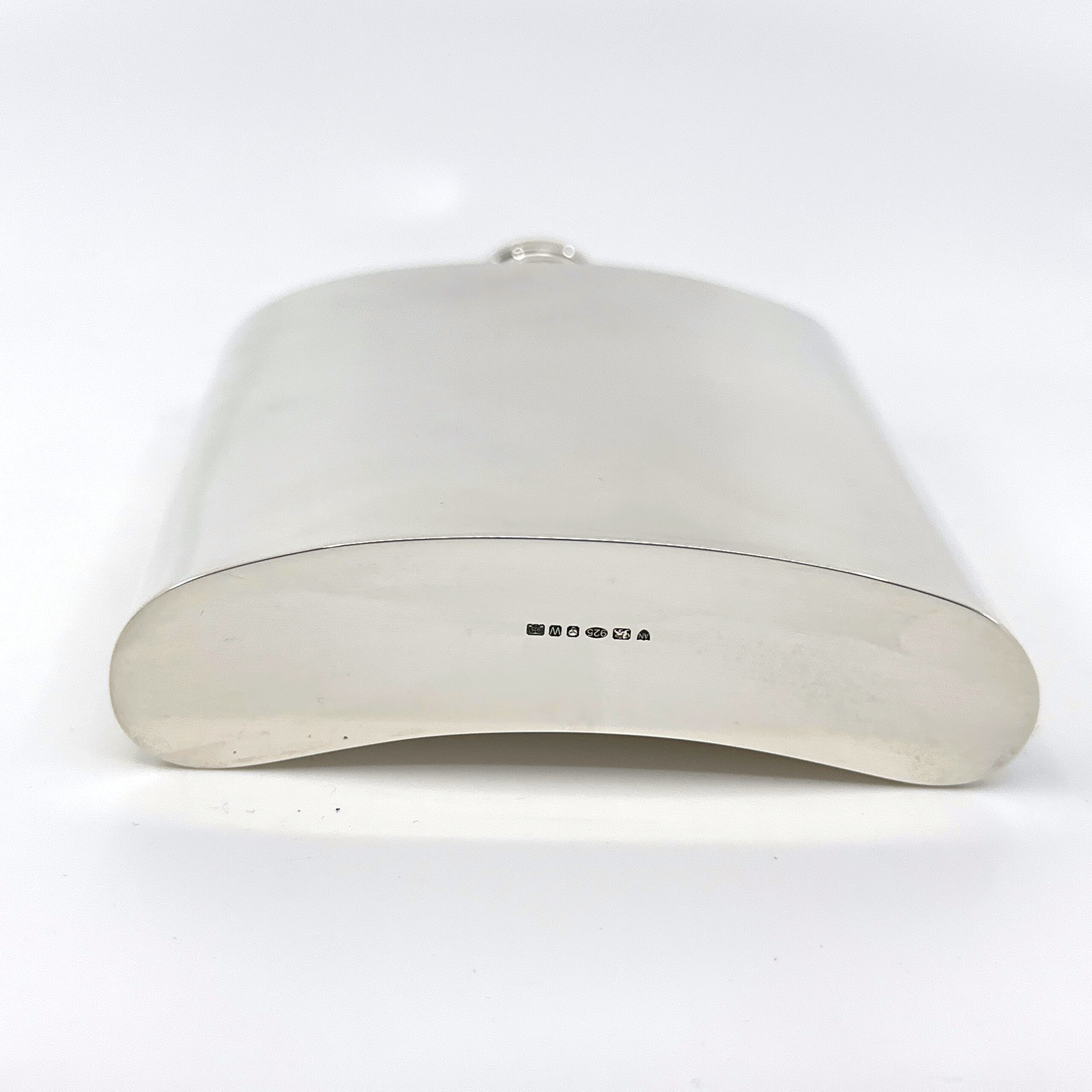 GT921 (8) Plain Rectangular Hip Flask Finished In 925 English Hallmarked Sterling Silver