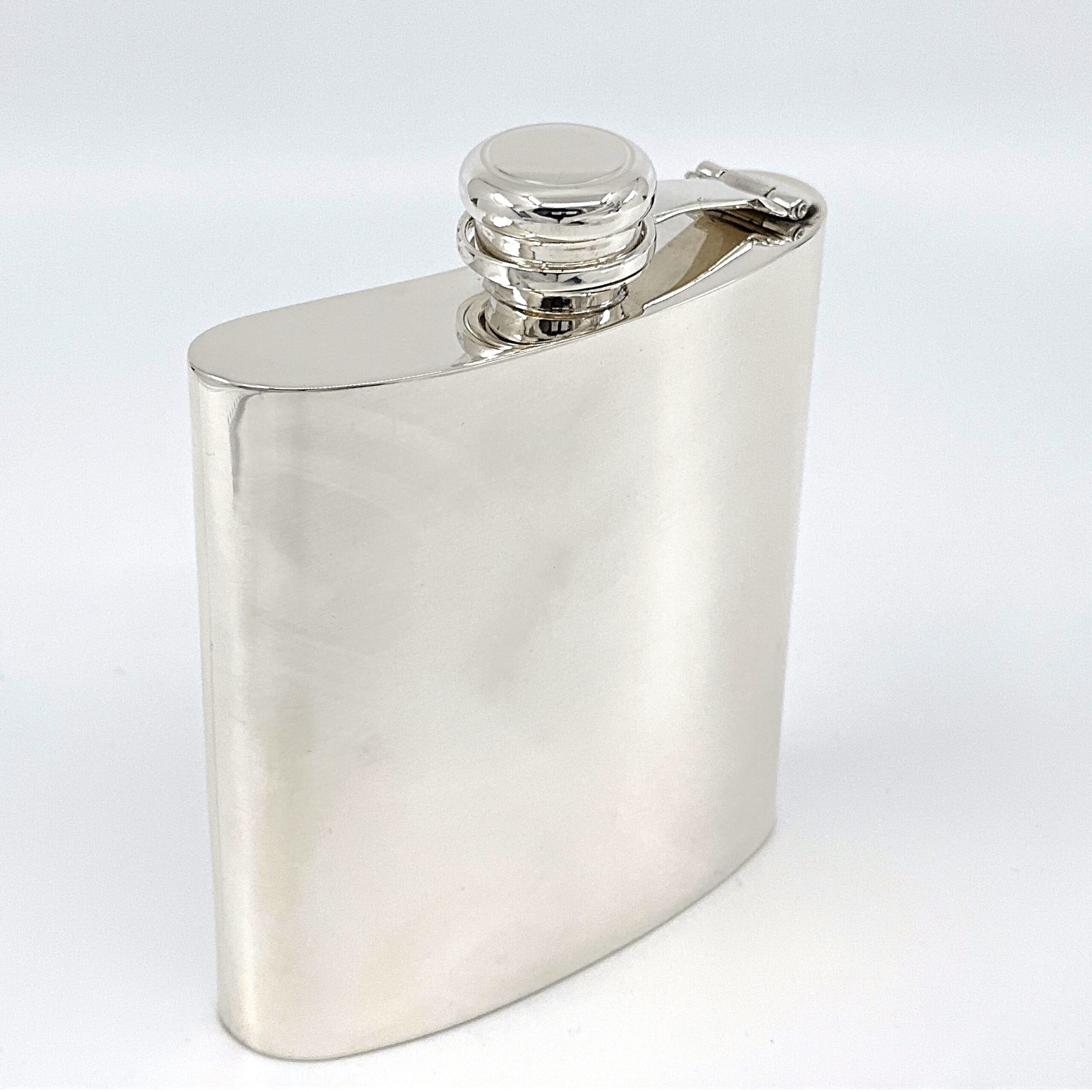 GT921 (6) Plain Rectangular Hip Flask Finished In 925 English Hallmarked Sterling Silver