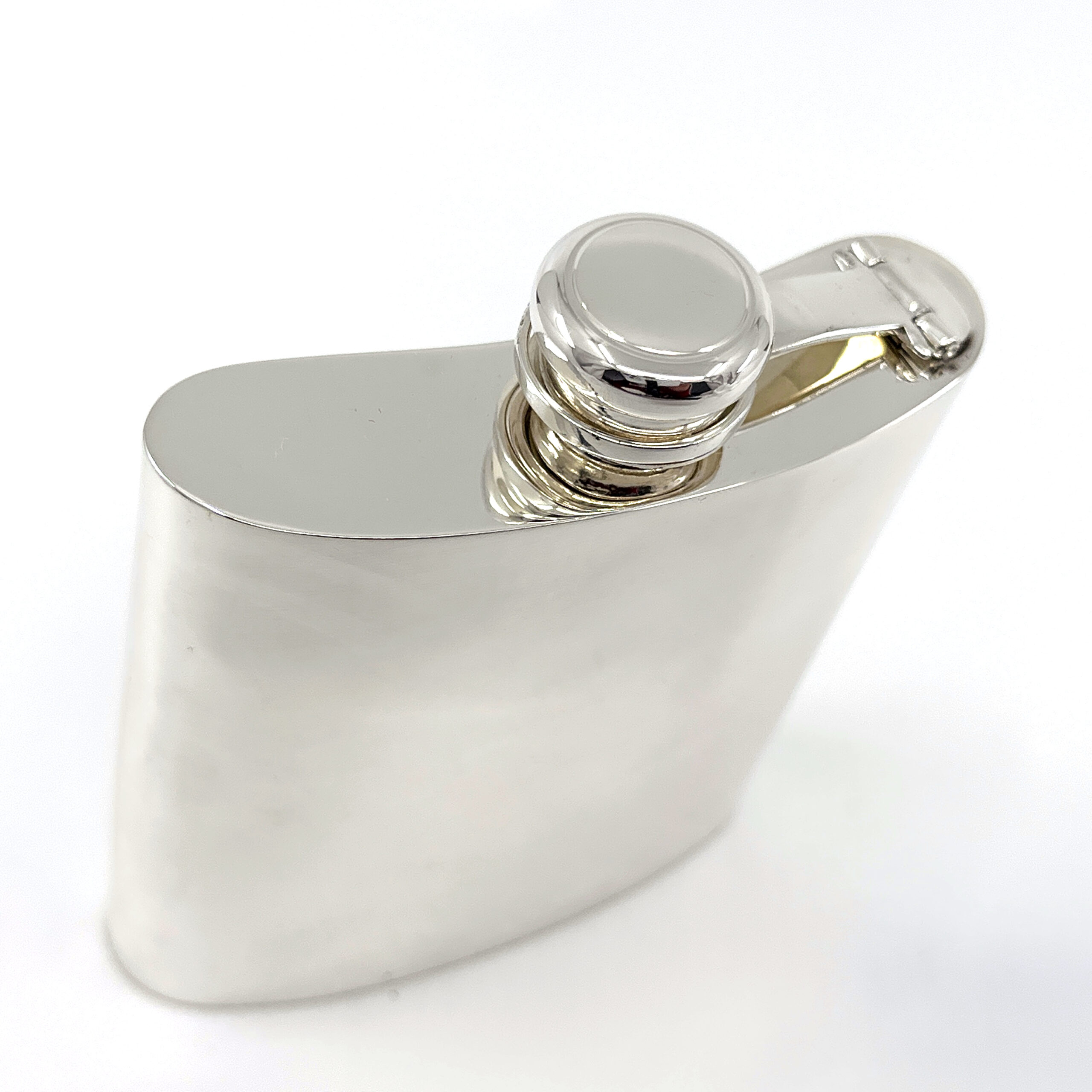 GT921 (5) Plain Rectangular Hip Flask Finished In 925 English Hallmarked Sterling Silver