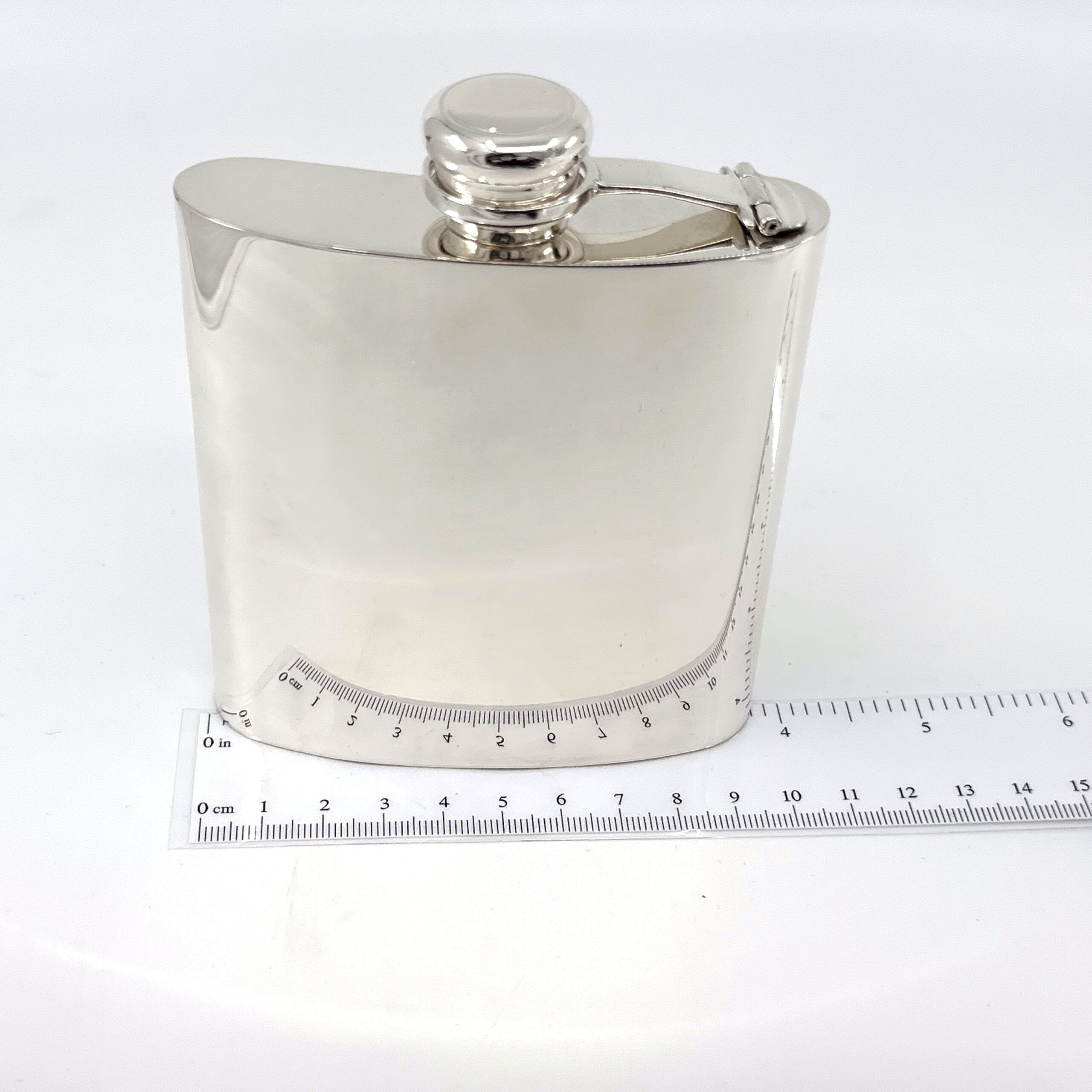 GT921 (3) Plain Rectangular Hip Flask Finished In 925 English Hallmarked Sterling Silver